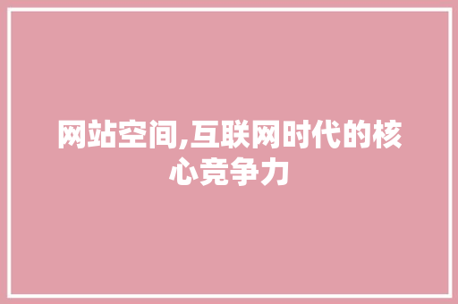 网站空间,互联网时代的核心竞争力