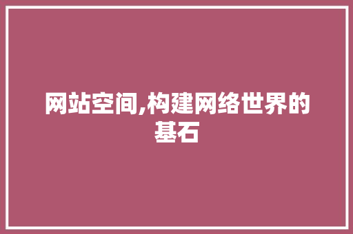 网站空间,构建网络世界的基石