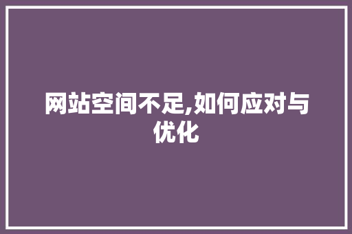 网站空间不足,如何应对与优化