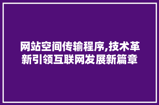网站空间传输程序,技术革新引领互联网发展新篇章