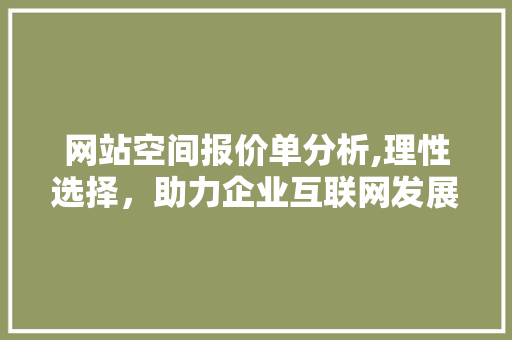 网站空间报价单分析,理性选择，助力企业互联网发展
