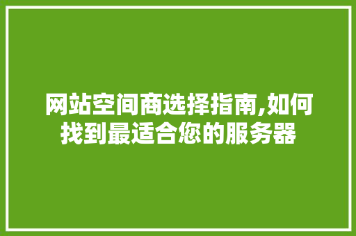 网站空间商选择指南,如何找到最适合您的服务器