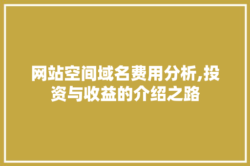 网站空间域名费用分析,投资与收益的介绍之路
