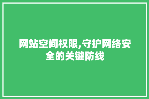 网站空间权限,守护网络安全的关键防线