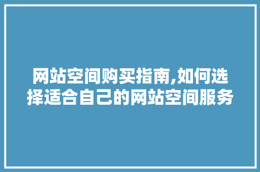 网站空间购买指南,如何选择适合自己的网站空间服务 网站空间购买指南,如何选择适合自己的网站空间服务 必应SEO