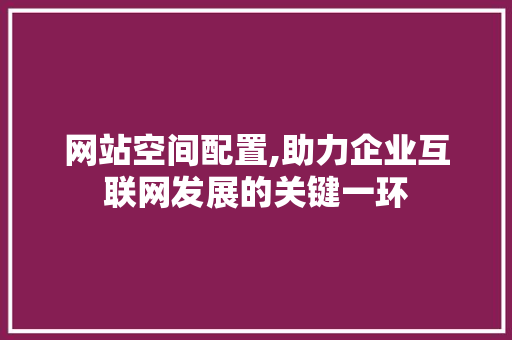网站空间配置,助力企业互联网发展的关键一环