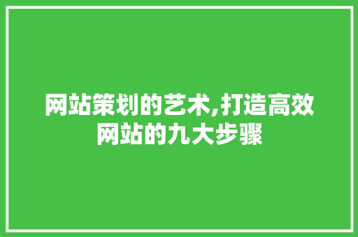 网站策划的艺术,打造高效网站的九大步骤 网站策划的艺术,打造高效网站的九大步骤 SEO关键词