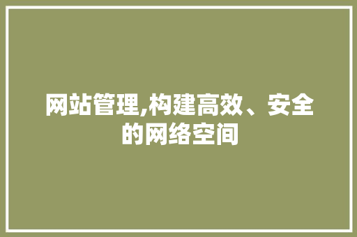网站管理,构建高效、安全的网络空间