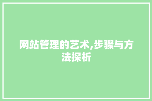 网站管理的艺术,步骤与方法探析