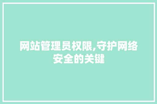 网站管理员权限,守护网络安全的关键