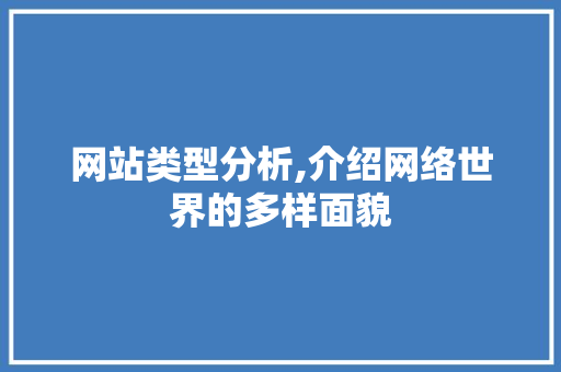 网站类型分析,介绍网络世界的多样面貌