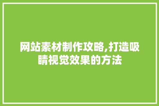 网站素材制作攻略,打造吸睛视觉效果的方法