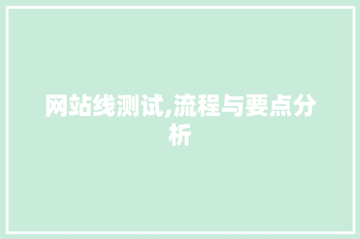 网站线测试,流程与要点分析