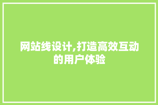 网站线设计,打造高效互动的用户体验