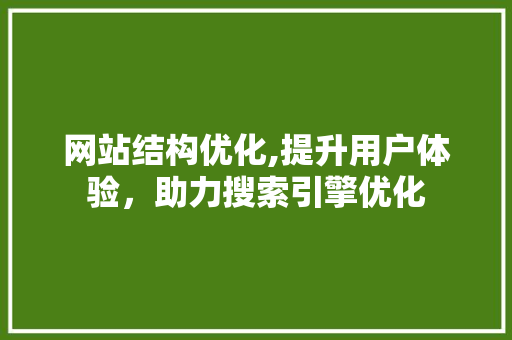 网站结构优化,提升用户体验，助力搜索引擎优化 网站结构优化,提升用户体验，助力搜索引擎优化 必应SEO