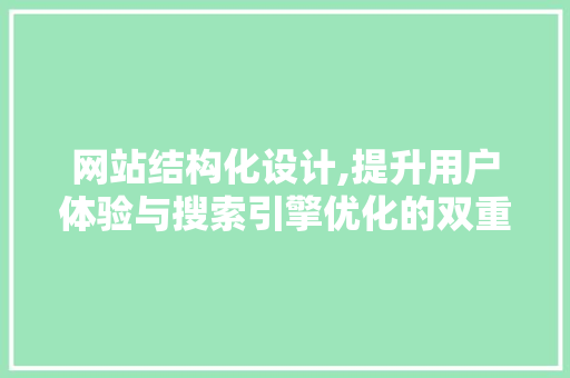 网站结构化设计,提升用户体验与搜索引擎优化的双重步骤