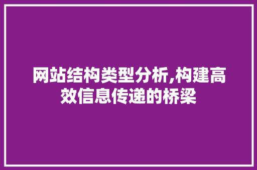 网站结构类型分析,构建高效信息传递的桥梁