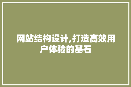 网站结构设计,打造高效用户体验的基石