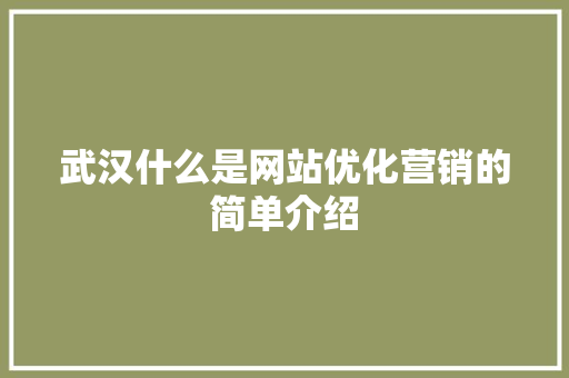 武汉什么是网站优化营销的简单介绍 SEO关键词 武汉什么是网站优化营销的简单介绍 武汉什么是网站优化营销的简单介绍 SEO关键词