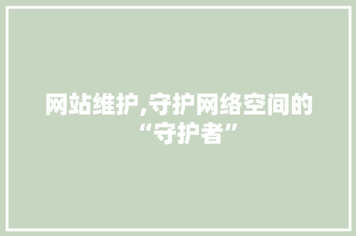 网站维护,守护网络空间的“守护者”