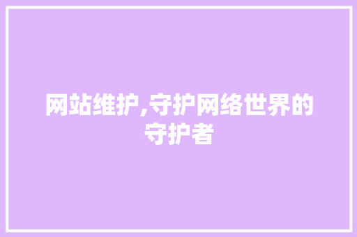 网站维护,守护网络世界的守护者