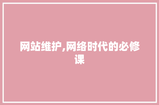 网站维护,网络时代的必修课