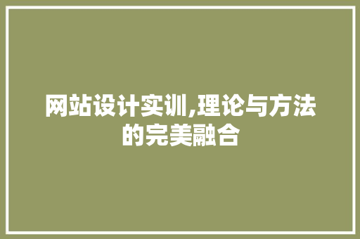 网站设计实训,理论与方法的完美融合