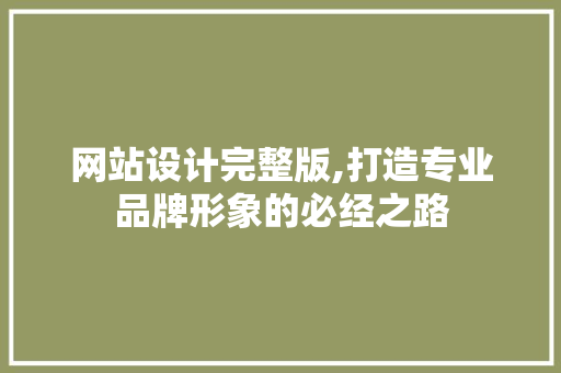 网站设计完整版,打造专业品牌形象的必经之路