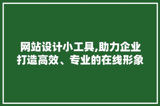 网站设计小工具,助力企业打造高效、专业的在线形象