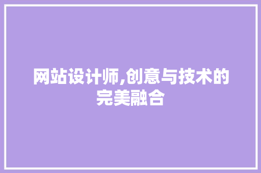 网站设计师,创意与技术的完美融合