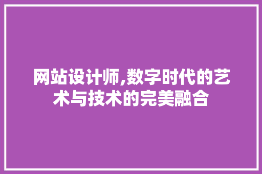 网站设计师,数字时代的艺术与技术的完美融合