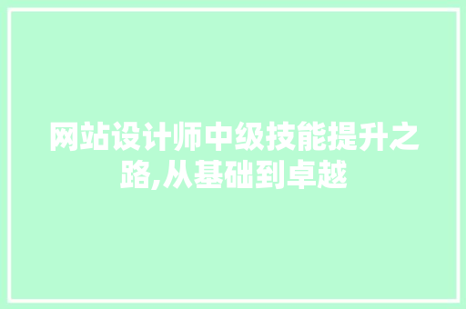 网站设计师中级技能提升之路,从基础到卓越