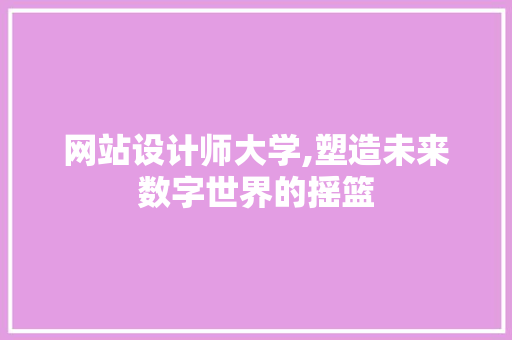 网站设计师大学,塑造未来数字世界的摇篮
