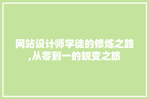 网站设计师学徒的修炼之路,从零到一的蜕变之旅