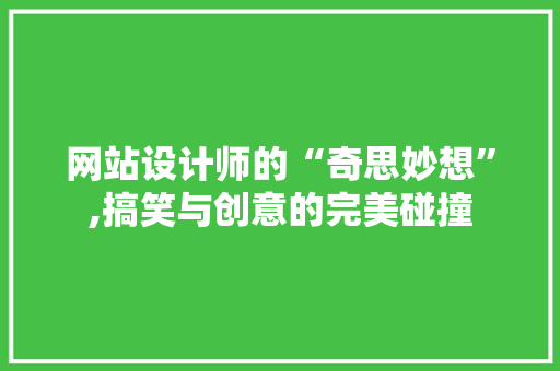 网站设计师的“奇思妙想”,搞笑与创意的完美碰撞