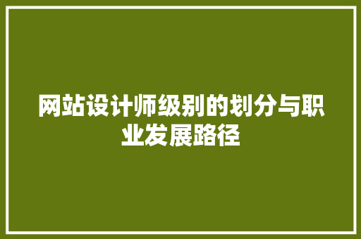网站设计师级别的划分与职业发展路径 网站设计师级别的划分与职业发展路径 SEO关键词