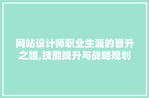 网站设计师职业生涯的晋升之路,技能提升与战略规划