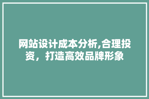 网站设计成本分析,合理投资，打造高效品牌形象