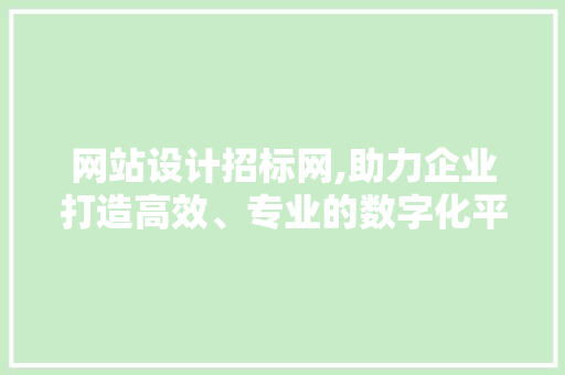 网站设计招标网,助力企业打造高效、专业的数字化平台