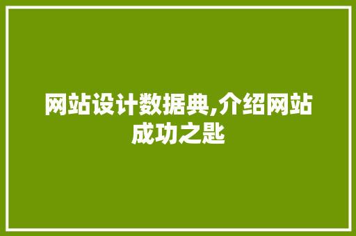 网站设计数据典,介绍网站成功之匙