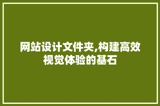 网站设计文件夹,构建高效视觉体验的基石