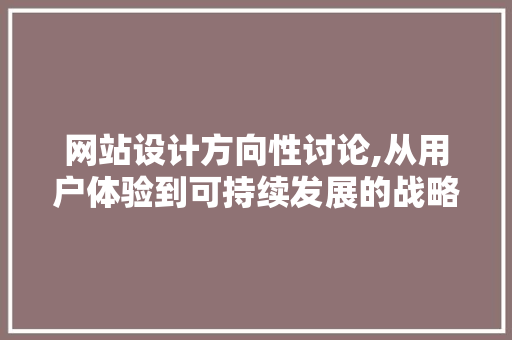 网站设计方向性讨论,从用户体验到可持续发展的战略思考