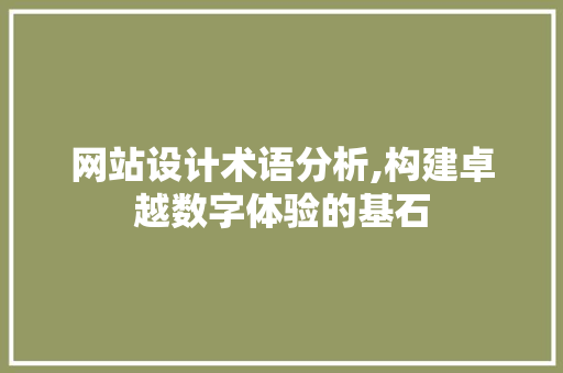 网站设计术语分析,构建卓越数字体验的基石
