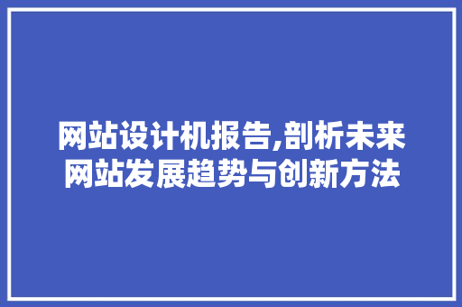 网站设计机报告,剖析未来网站发展趋势与创新方法