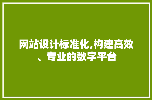 网站设计标准化,构建高效、专业的数字平台