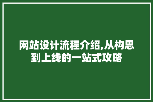网站设计流程介绍,从构思到上线的一站式攻略