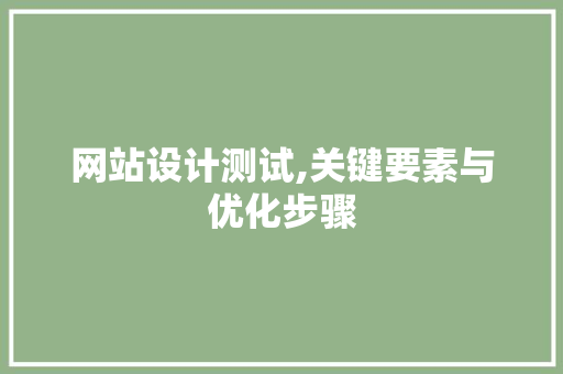 网站设计测试,关键要素与优化步骤