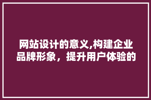 网站设计的意义,构建企业品牌形象，提升用户体验的桥梁