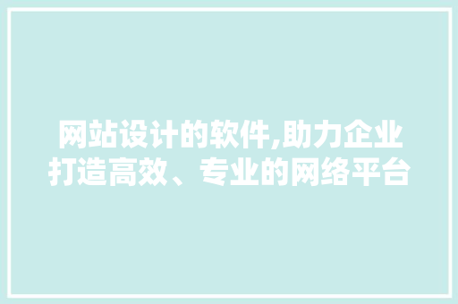 网站设计的软件,助力企业打造高效、专业的网络平台