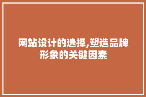 网站设计的选择,塑造品牌形象的关键因素